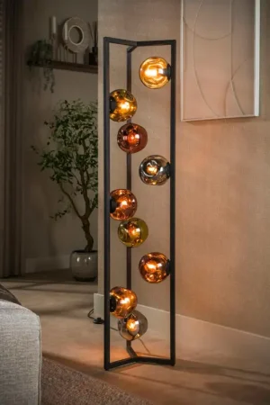 Promotion Lampadaire design verre métal 9 globes tricolores NIAGARA