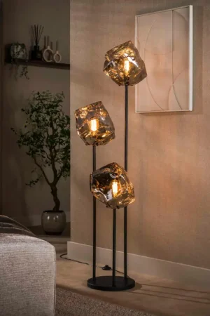 Bon Plan Lampadaire design verre chromé 3 blocs NIAGARA