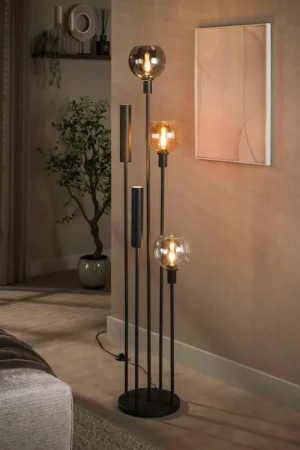 Super Prix Lampadaire salon moderne 3 globes verre tricolore NOVA