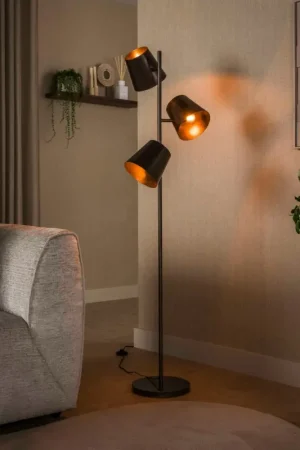 Commande En Gros Lampadaire industriel 3 abat-jour métal brun NIAGARA