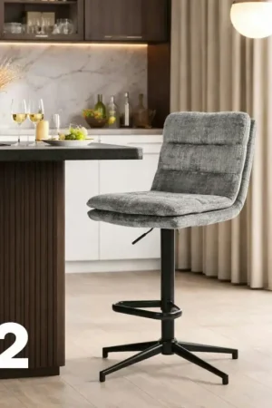 Prix Bas Chaise de bar grise réglable en hauteur (x2) PALERME
