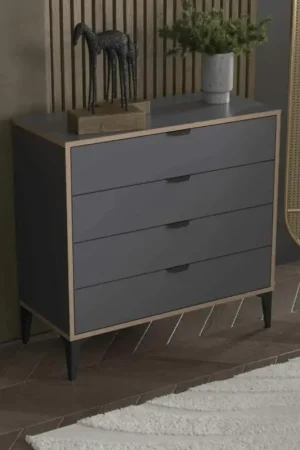 Commander Maintenant Commode 4 tiroirs gris foncé moderne BYRON