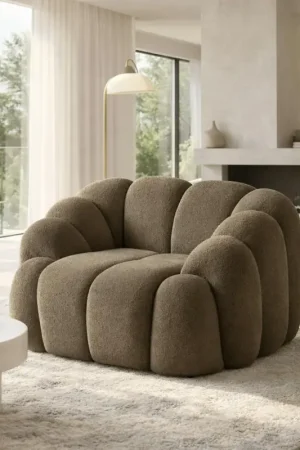 Fauteuil de salon taupe design arrondi ONDA Quantité Limitée