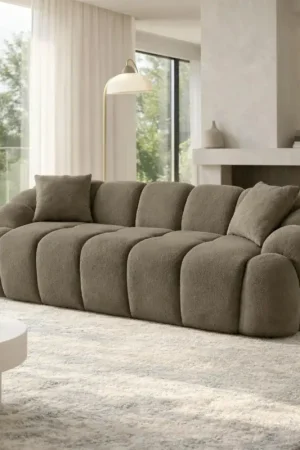 Offre Exclusive Canapé 3 places taupe design arrondi ONDA