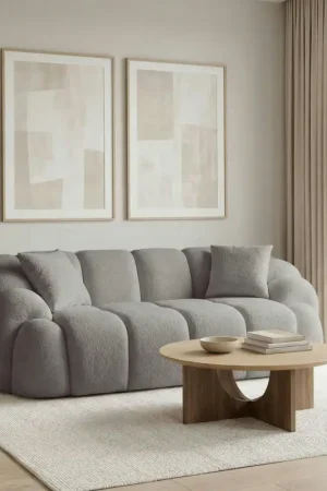 Canapé 2 places gris design arrondi ONDA Solde