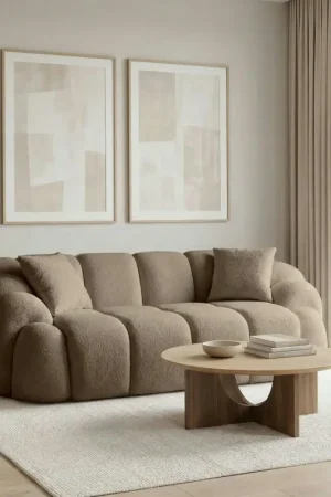 Prix Bas Canapé 2 places taupe design arrondi ONDA