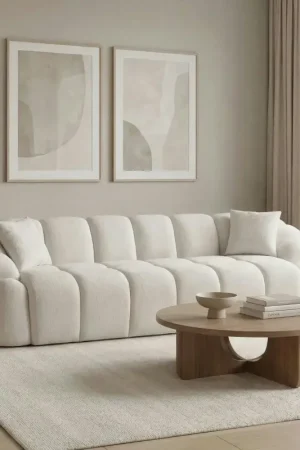 Prix Cassé Canapé 4 places blanc écru design arrondi ONDA