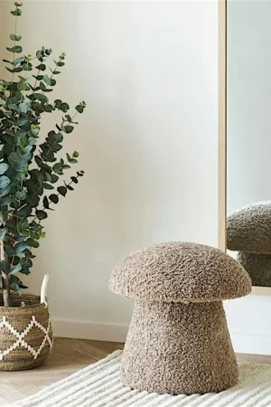Pouf bouclette marron teddy design champignon BERLIN Solde