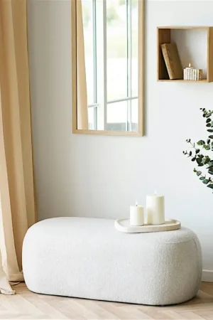 Meilleure Vente Banc d'entrée en bouclette sable design organique ovale BERLIN