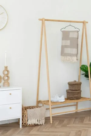 Top Vente Portant à vêtements en bambou 164 cm TALLINN