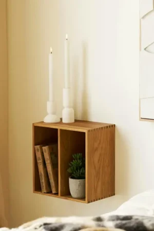 Acheter Direct Etagère cube murale 2 niches bois de chêne 30 cm VARDE