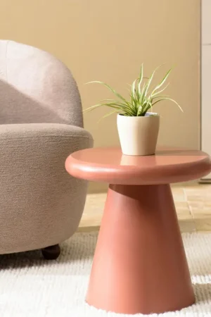 Quantité Limitée Table d'appoint ronde en bois peint terracotta D40cm CASTILLE