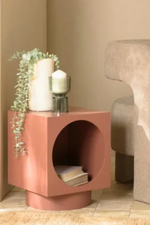 Paiement Sécurisé Table d'appoint carrée en bois peint terracotta CASTILLE