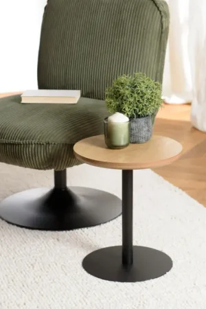 Table d'appoint ronde en bois couleur naturelle pied noir CASTILLE Commander Maintenant