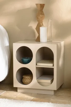 Table de chevet 40x30cm 4 niches en bois peint beige CASTILLE Achat Immédiat
