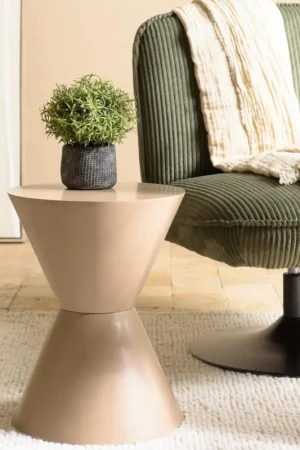 Nouvelle Collection Table d'appoint ronde en bois peint taupe D35cm CASTILLE