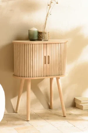 Nouvel Arrivage Meuble de rangement ovale en bois couleur naturelle CASTILLE