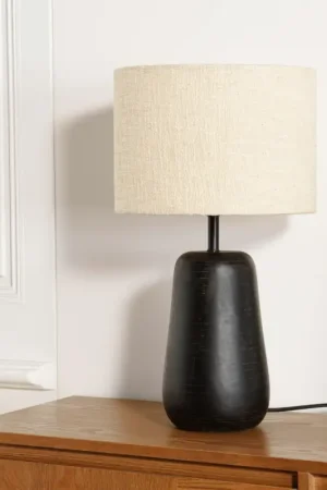 Affaire À Saisir Lampe à poser manguier antique abat-jour en tissu beige TOSCA