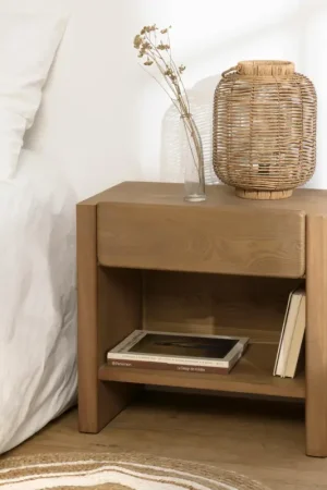 Must-Have Chevet couleur naturelle 1 tiroir design arrondi VELAR