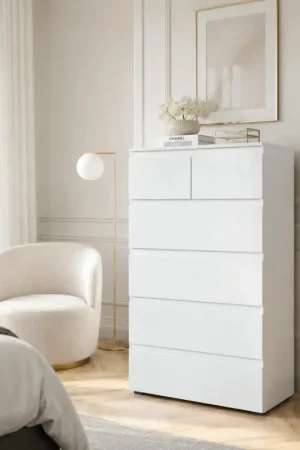 Populaire Commode étroite blanche 5 tiroirs ALVA
