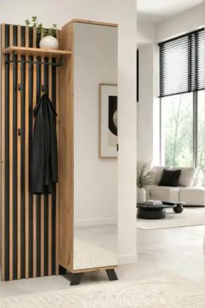 Vente Directe Vestiaire d'entrée moderne 1 porte avec miroir ALVA