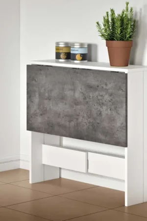 Table à manger pliable Papillon - blanc/béton Must-Have