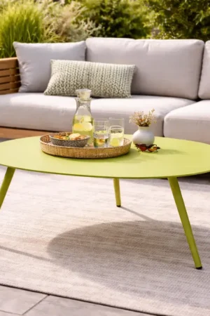 Table basse Burnie Gescova - aluminium - 80x40 cm - vert Retour Gratuit