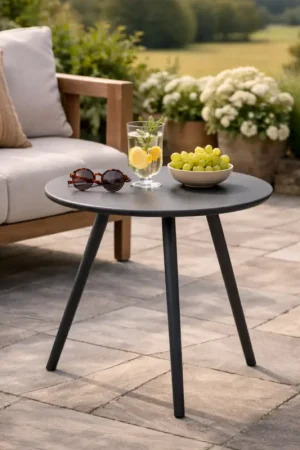 Table d'appoint Burnie Emob - aluminium gris foncé - compact extérieur Achat Immédiat