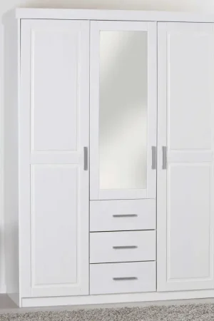 Achetez Aujourd'hui Armoire Geraldo 140cm avec 3 portes & miroir - blanc