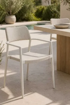 Dernier Modèle Chaise de jardin Pili Gescova - aluminium blanc mat et textilène - coussin séchant rapide