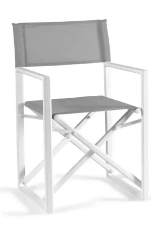 Chaise de jardin Hollywood Gescova - Aluminium blanc et textilène gris clair Quantité Limitée