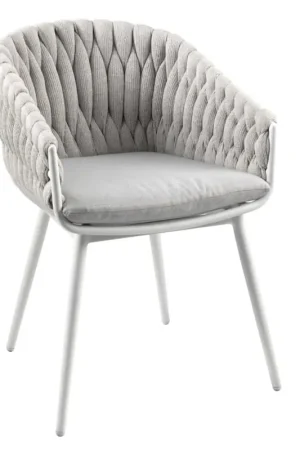 Chaise de jardin Gabon Gescova - aluminium blanc et coussin gris clair Nouvelle Collection