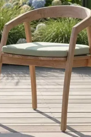 Chaise de jardin Makassar Gescova - Teck massif naturel avec coussin - Bois brun Promotion Saisonnière