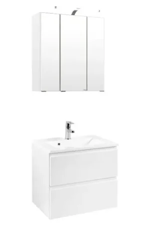 Acheter En Ligne Ensemble de salle de bain Cardiff | Lavabo et armoire de toilette avec éclairage | Blanc