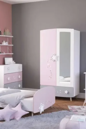 Acheter En Ligne Chambre d'enfant Stellar: lit 90x190cm, chevet, commode, armoire, bureau