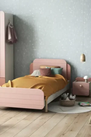 Vente Flash Chambre d'enfant Janne: lit 90x200cm, chevet, commode, armoire, bureau - rose/blanc