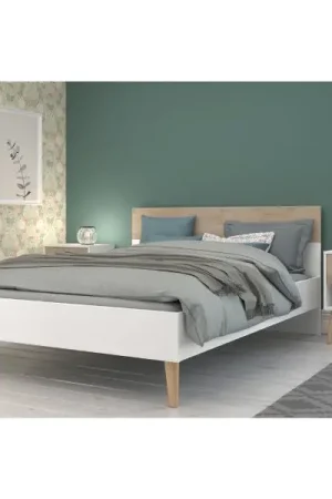 Offre Limitée Ensemble de chambre à coucher Hardy | Lit double, table de chevet | Chêne blanc design