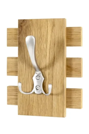 Achat Immédiat Panneau mural avec patère | 16 x 11 x 20 cm | Décor chêne