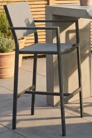 Tabouret de bar Arianne aluminium et textilène - anthracite/gris argenté Certifié