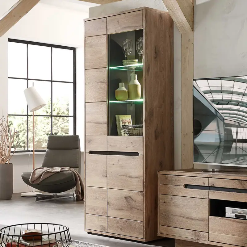 Vitrine Bellini 80cm 2 portes - chêne/anthracite Marque