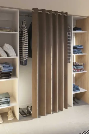 Commande En Gros Armoire Spike 112/185cm avec rideau - chêne/taupe