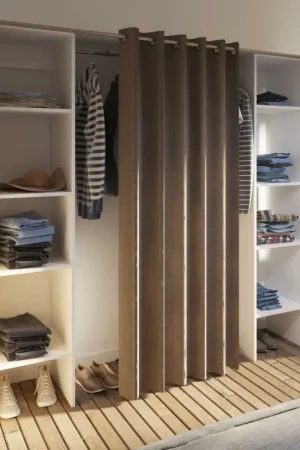Armoire Spike 112/185cm avec rideau - blanc/taupe Réduction