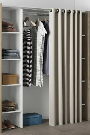 Armoire Spike 112/185cm avec rideau - chêne/écru Pas Cher