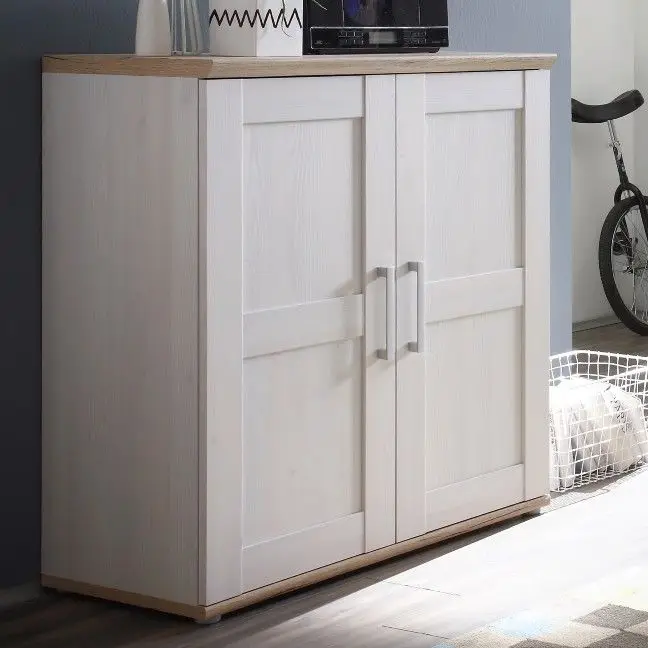 Nouvel Arrivage Armoire d'appoint Roman 93cm avec 2 portes - blanc/brun