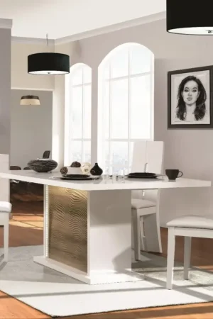 Satisfait Ou Remboursé Table à manger extensible Kaia 180/225x100 - blanc brillant/chêne