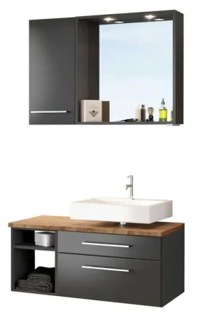Authentique Ensemble salle de bains Dasa 2 droite - graphite/gris mat