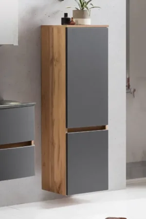 Colonne Kornel/Luna 40cm 2 portes - chêne/gris mat Prix Cassé