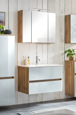 Certifié Ensemble salle de bains Helina 4 5 pièces - chêne/blanc