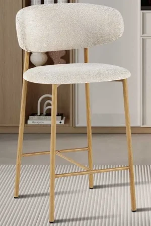 Chaise comptoir Coco - 51x50x92cm - métal/tissu beige Acheter En Ligne