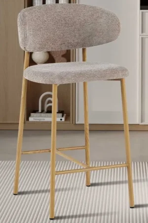 Chaise comptoir Coco - 51x50x92cm - métal/tissu couleur sable Meilleur Choix